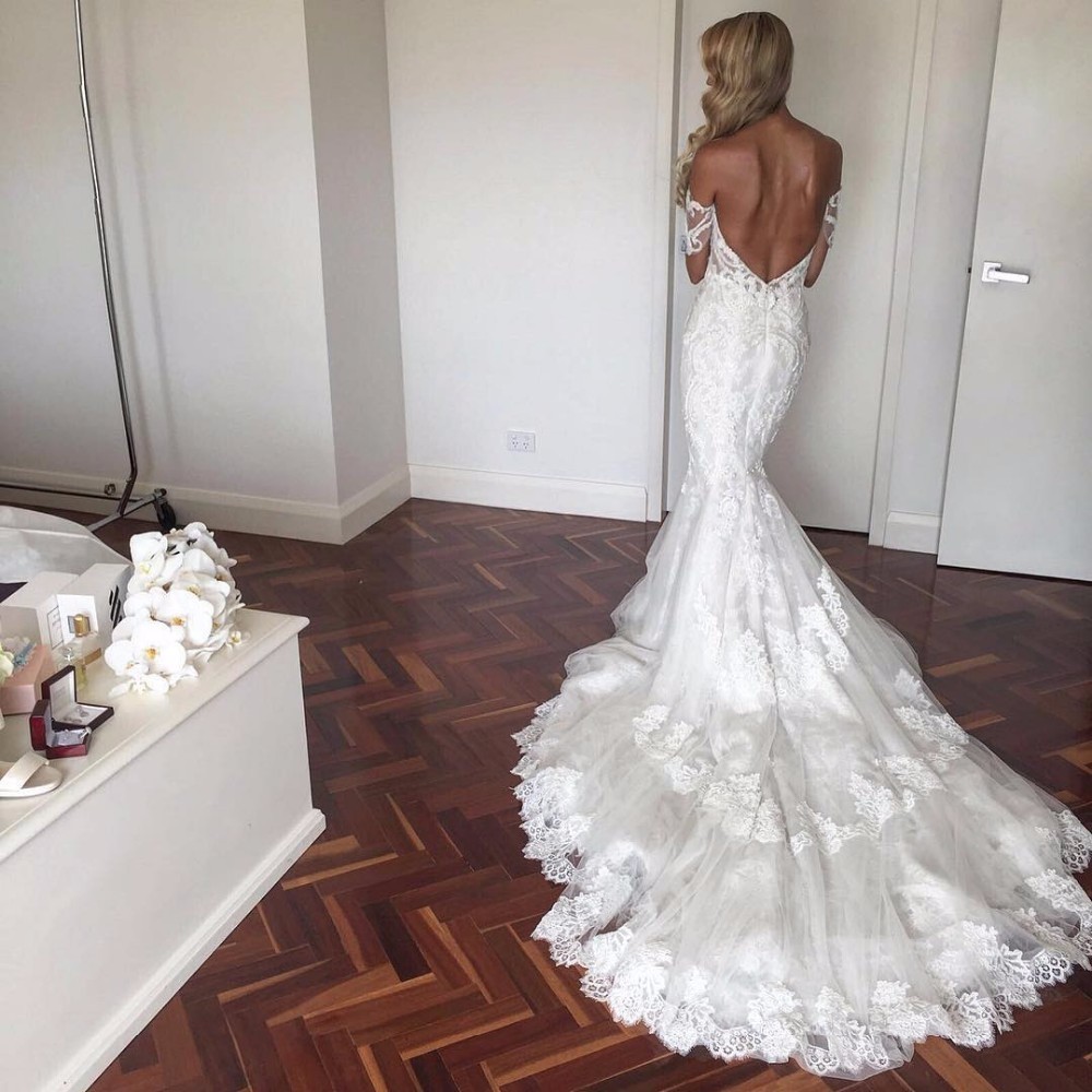 Sexy Off the Shoulder Lace Mermaid Wedding Dress 2017 Steven Khalil High Arabic Dubai Sweep Train Vintage Vestido De Noiva
