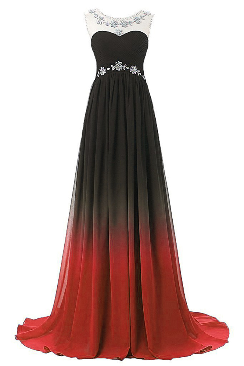 2017 Sexy Backless Crystal A-Line Prom Dresses With Beading Chiffon Floor-Length Plus Size Evening Formal Party Gown BP12