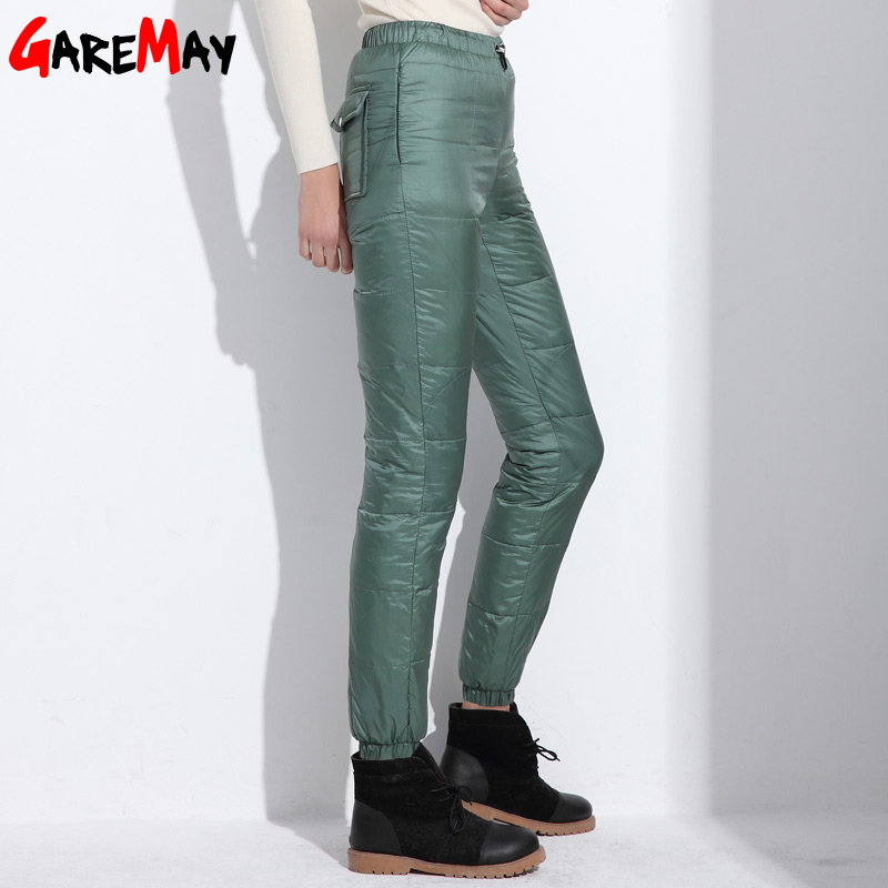 2017 Winter down pants women casual outwear elastic waist work wear women's fashion snow plus size thicken female trousers warm q171135
