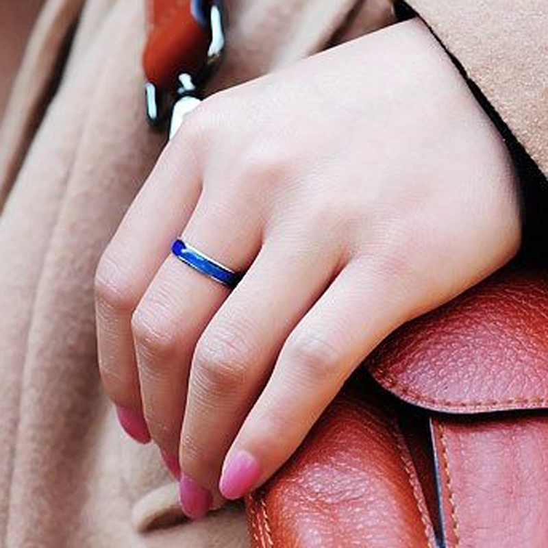 100pcs mixed size 4mm 16 17 18 19 20 fashion mood ring changing colors stainless steel rings with box