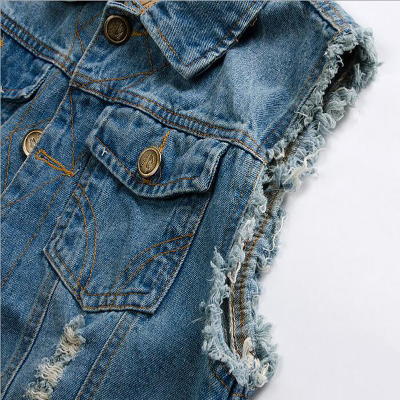 Wholesale- 2016 New Men's Jean Denim Vest Light Color Waistcoat Men Slim Fit Sleeveless Jacket Fashion New Brand Jeans Vests Z2311