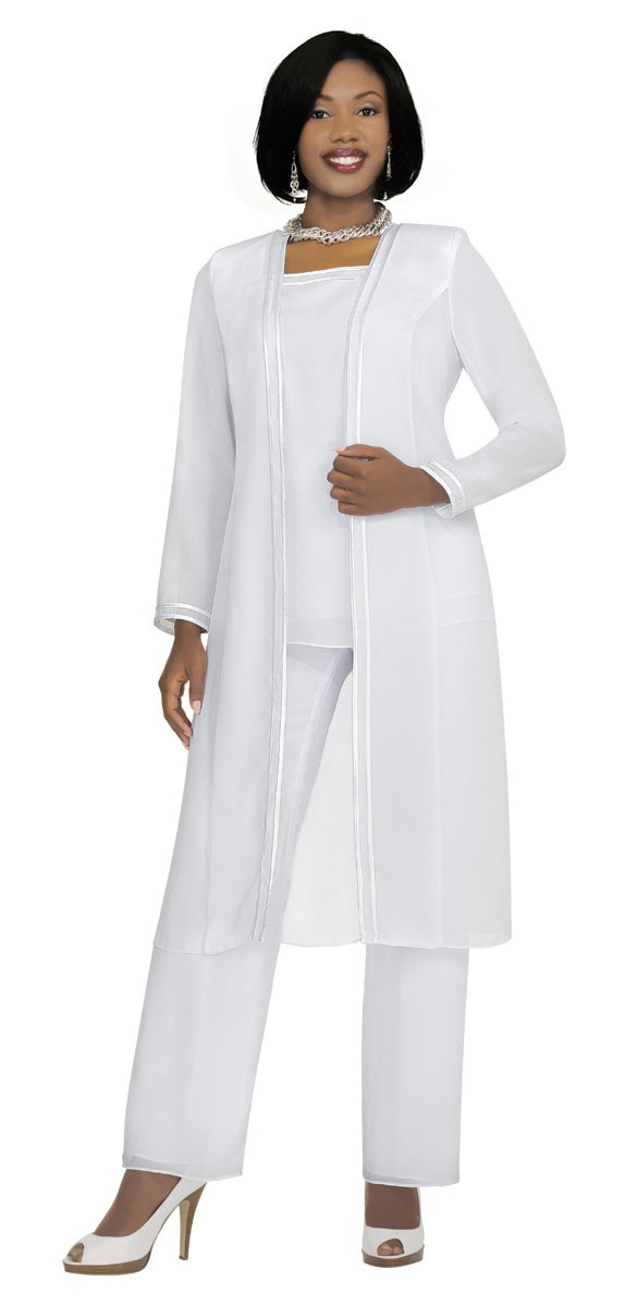 Plus Size Mother of the Bride Pants Suit Elegant 3 Piece Wedding Guest Outfit with Long Jacket - view 4