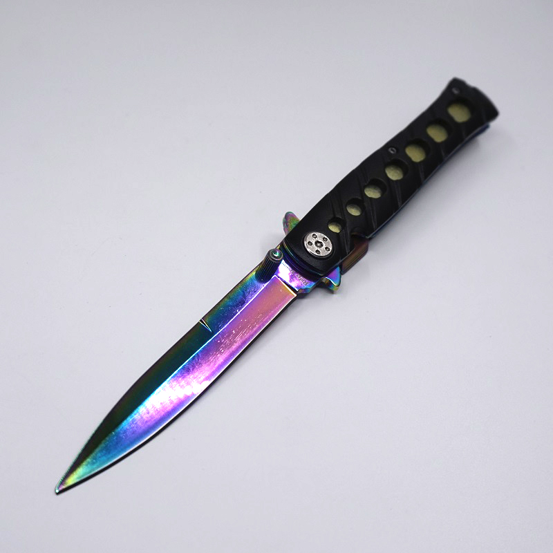 Tactical Folding Knife Camping Pocket Knives Titanium Rainbow Color 3Cr13 Blade Alumium Handle Outdoor Survival Hiking Knives EDC
Tactical Folding Knife Camping Pocket Knives Titanium Rainbow Color 3Cr13 Blade Alumium Handle Outdoor Survival Hiking Knives EDC