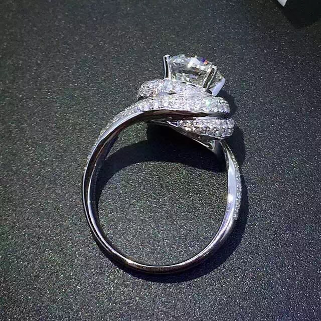 Pave Luxury Jewelry Creative spin 925 Sterling Silver Gemstones White Topaz CZ Diamond Wedding Engagement Finger Ring for Women Gift Sz5-11