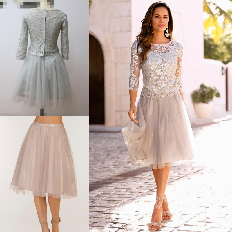 2019 Newest Short Mother Of The Bride Dresses Lace Tulle Knee Length 3/4 Long Sleeves Mother Bride Dresses Short Prom Dresses
2019 Newest Short Mother Of The Bride Dresses Lace Tulle Knee Length 3/4 Long Sleeves Mother Bride Dresses Short Prom Dresses