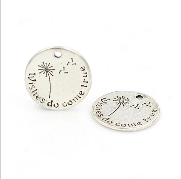 Wholesale-20MM Wishes do come true Dandelion Alloy Charms