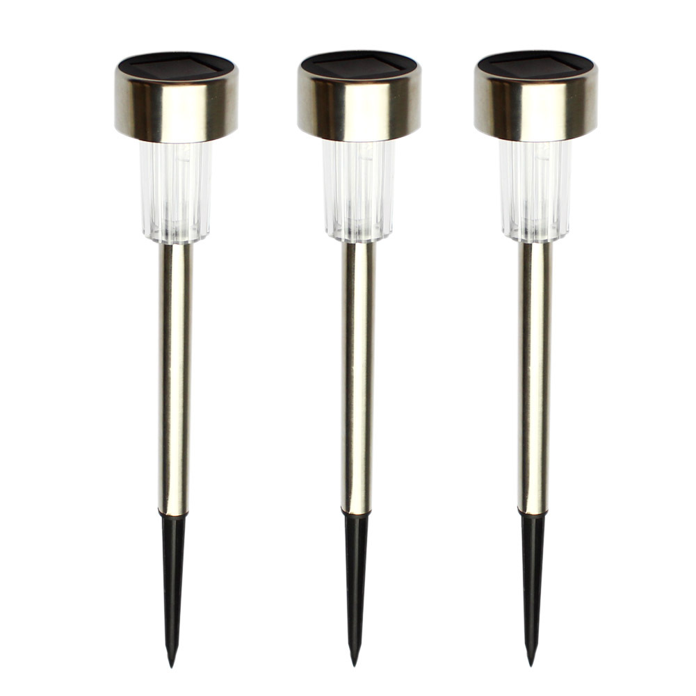 Solar Lights Stainless Steel Gardern Pathway Lawn Lamps Landscape Decoration LED White Light Solar Power Ground Insert Sense Lamp