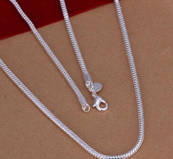50cm Men's necklace jewelry 3mm long size option 925 sterling silver long necklace snake chains gift pouches free G213