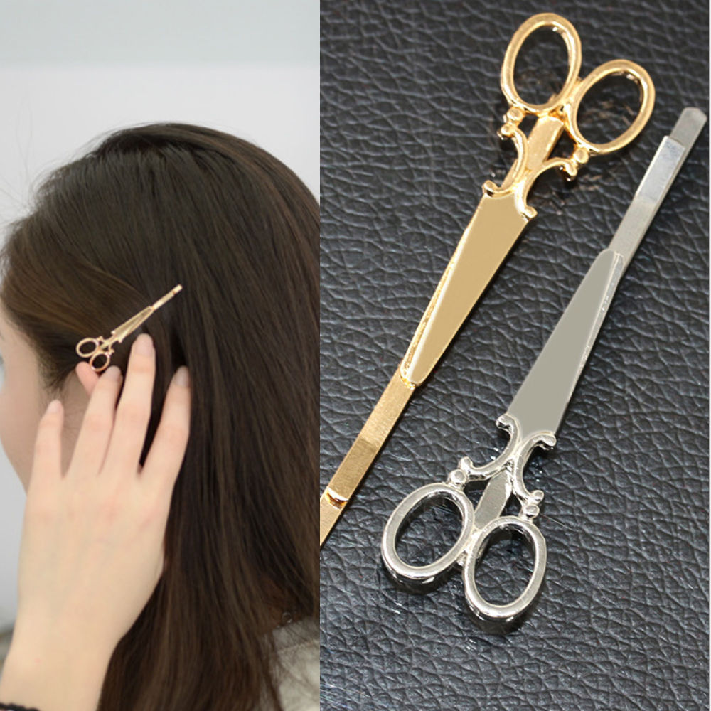 2Pcs Novelty Scissors Shape Hair Clip Hair Pin Women Hair Accessory 2 Colors