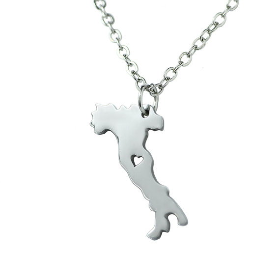 30PCS European Country Map Italy Necklace Charm Italian Italia Pride I Heart Love Capital of Italy Rome City Necklaces for Souvenir
