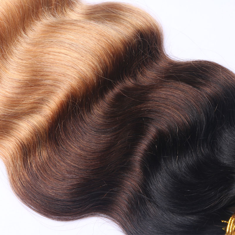 Dark Root Ombre Brown Strawberry Blonde Three Tone Colored Hair 1b 4 27 Color Blonde Human Hair Weft Bundles Ombre Hair Weaves