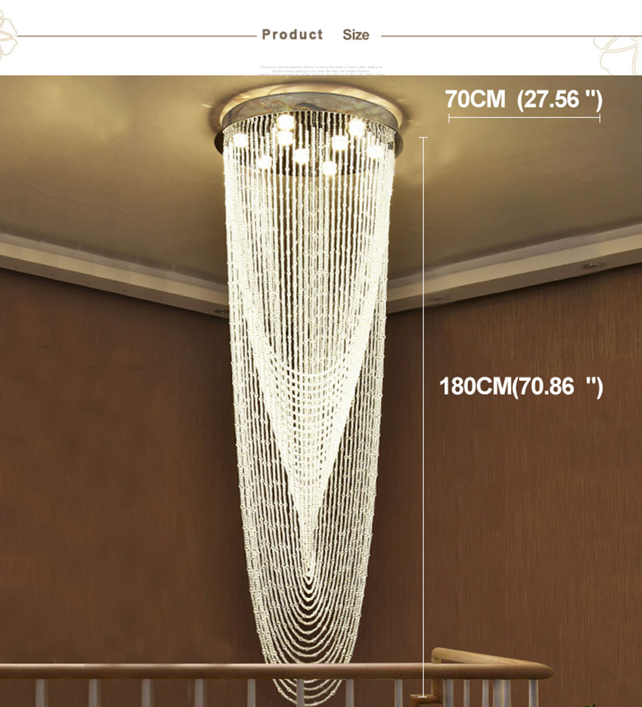 Modern Crystal Chandelier Lighting Stair Chandeliers LED Ceiling Pendant light fixtures for Hotels Stairs Villas decoration