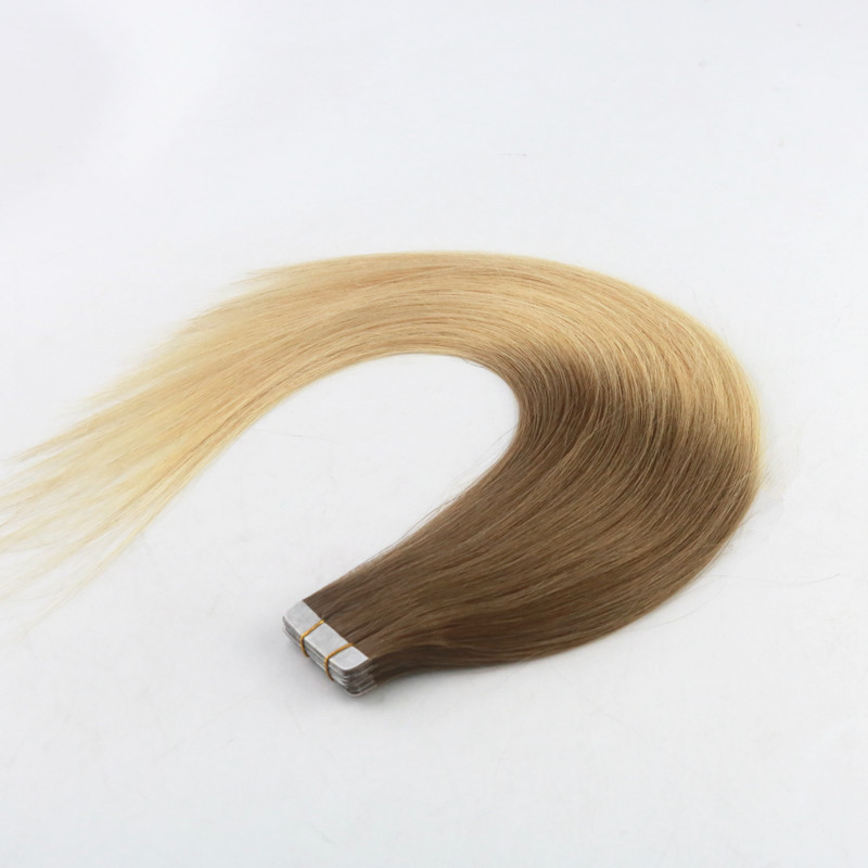 Ombre Color #6#613 High Quality Tape in Hair Extensions Seamless Virgin Human Hair Skin Weft Slik Straight Tape on Extension 100g Per Piece