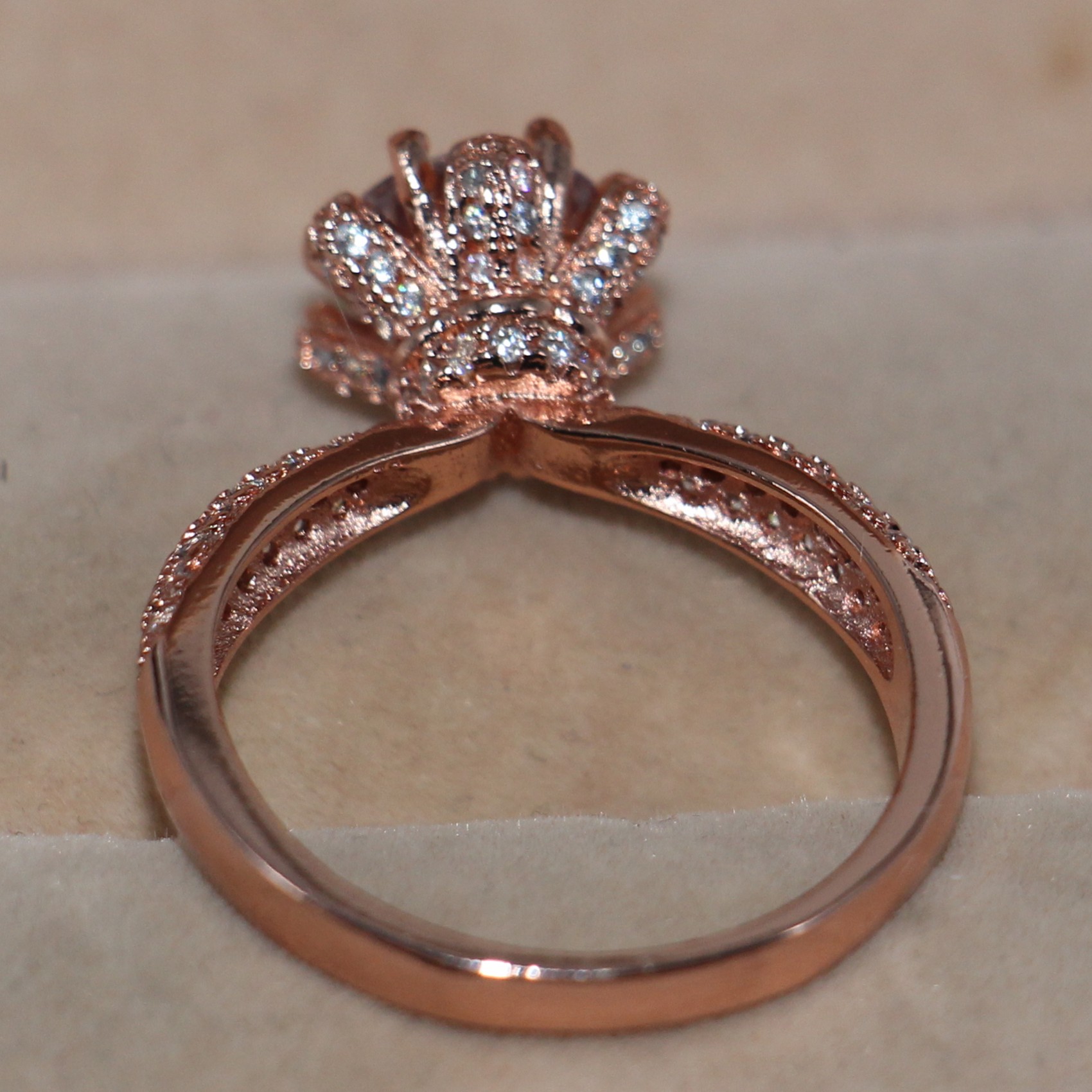 Wholesale Handmade choucong Jewelry: Sterg Sier Solitaire White Topaz Wedding Ring in Rose Gold