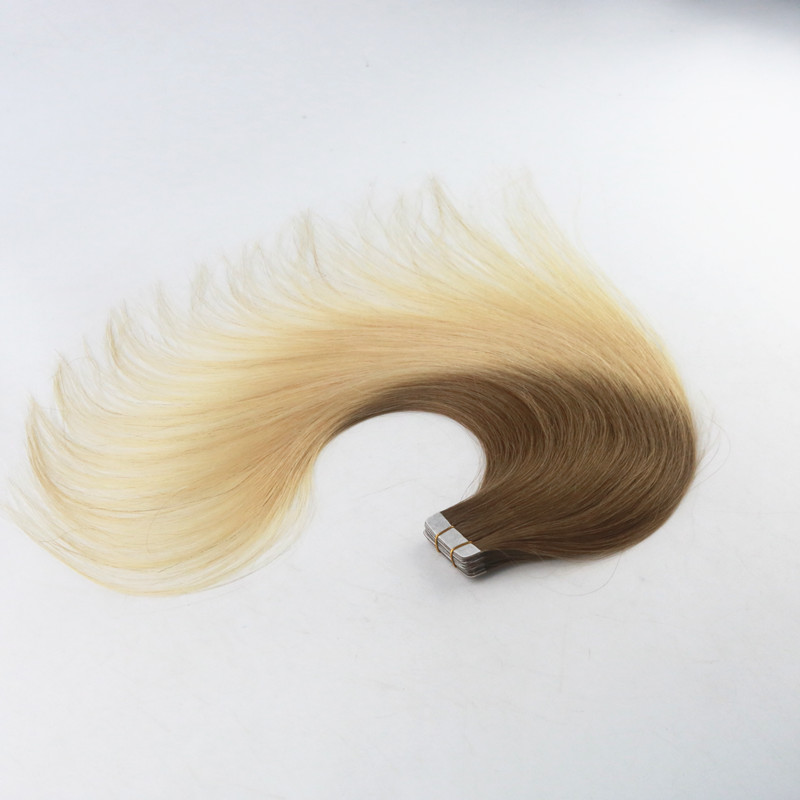 Ombre Color #6#613 High Quality Tape in Hair Extensions Seamless Virgin Human Hair Skin Weft Slik Straight Tape on Extension 100g Per Piece