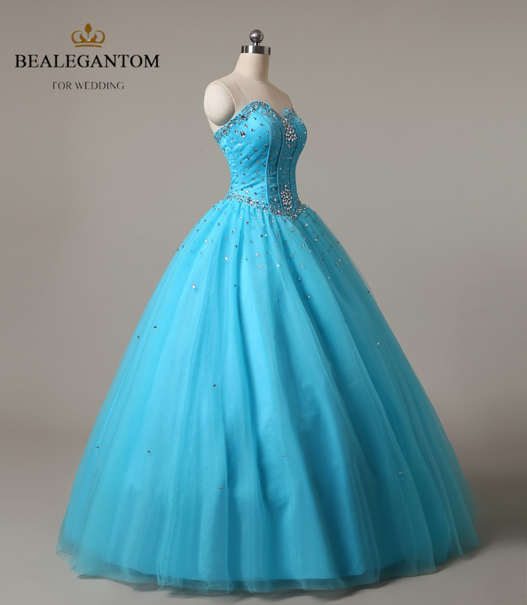 Bealegantom Fashionable Cheap Quinceanera Dresses 2018 Ball Gown with Beaded Crystal Lace Up Sweet 16 Dresses In Stock QA522