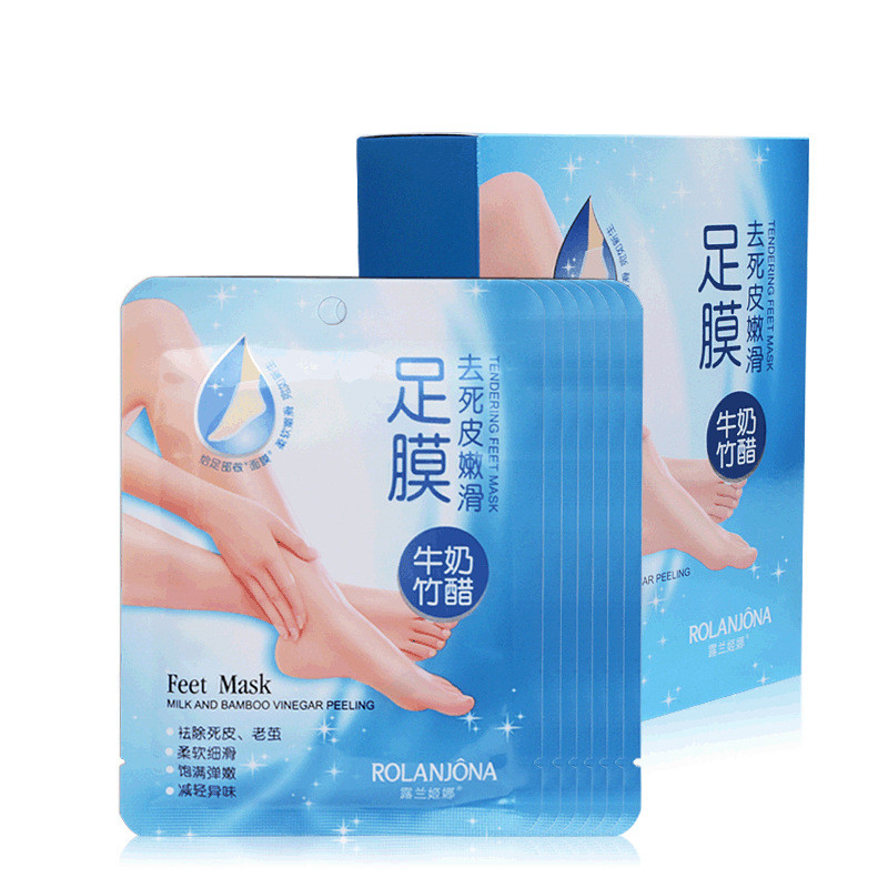 168pcs Rolanjona Milk Bamboo Vinegar Feet Mask Peeling Exfoliating Dead Skin Remove Professional Feet sox Mask Foot Care