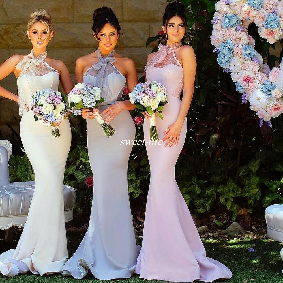 Custom Made 2020 Long Bridesmaid Dresses Sheer High Neck Lace Mermaid Satin Women Wedding Formal Guest Dress Gowns for Maid of Honor
Custom Made 2020 Long Bridesmaid Dresses Sheer High Neck Lace Mermaid Satin Women Wedding Formal Guest Dress Gowns for Maid of Honor