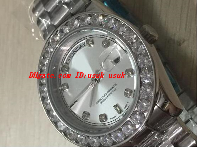 Luxury Watches Stainless Steel Men's 36mm 18K White Bigger Diamond Dial & Bezel Automatic Mens Watch Wristwatch, Silver
Luxury Watches Stainless Steel Men's 36mm 18K White Bigger Diamond Dial & Bezel Automatic Mens Watch Wristwatch, Silver