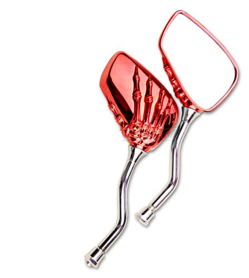 Motorcycle Skull Hand Rear View Side Mirrors 8mm 10mm Universal Clockwise