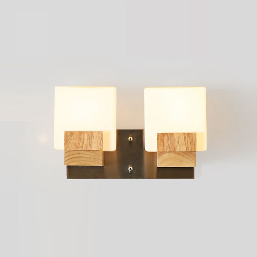 Japanese Contracted Wooden Corridor Wall Lamp Chinese Bedroom Wall Sconce White Acrylic Cube Bedsides Stair Case Wall Lighting Fixtures