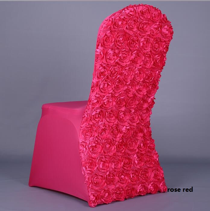 Rosette Spandex Banquet Chair Cover With Satin Rosette Back For Wedding Party Hotel Decoration Rosette Flower Back