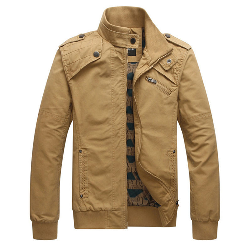 Wholesale- HEE GRAND 2017 New Arrival Men's Fashion Casual Spring Autumn Jacket Cotton Stand Collar Coat 4 Colors MWJ166