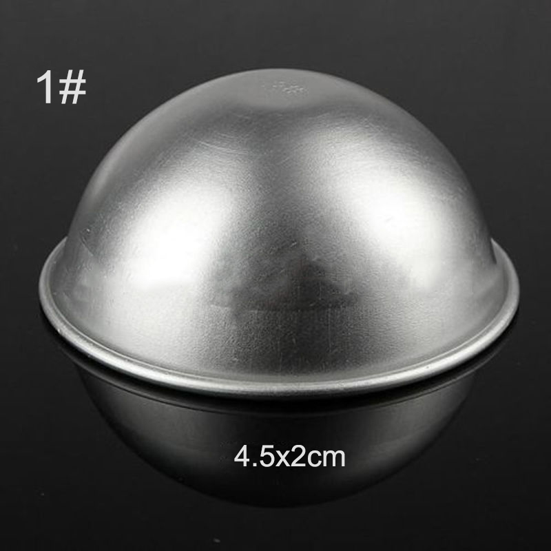 Wholesale- 2pcs 3D Aluminum Alloy Ball Sphere Bath Bomb Mold Cake Baking Pastry Mould 4.5 x 2cm 5.5 x 2.5cm 6.5 x 3cm Wholesale Hot Sale