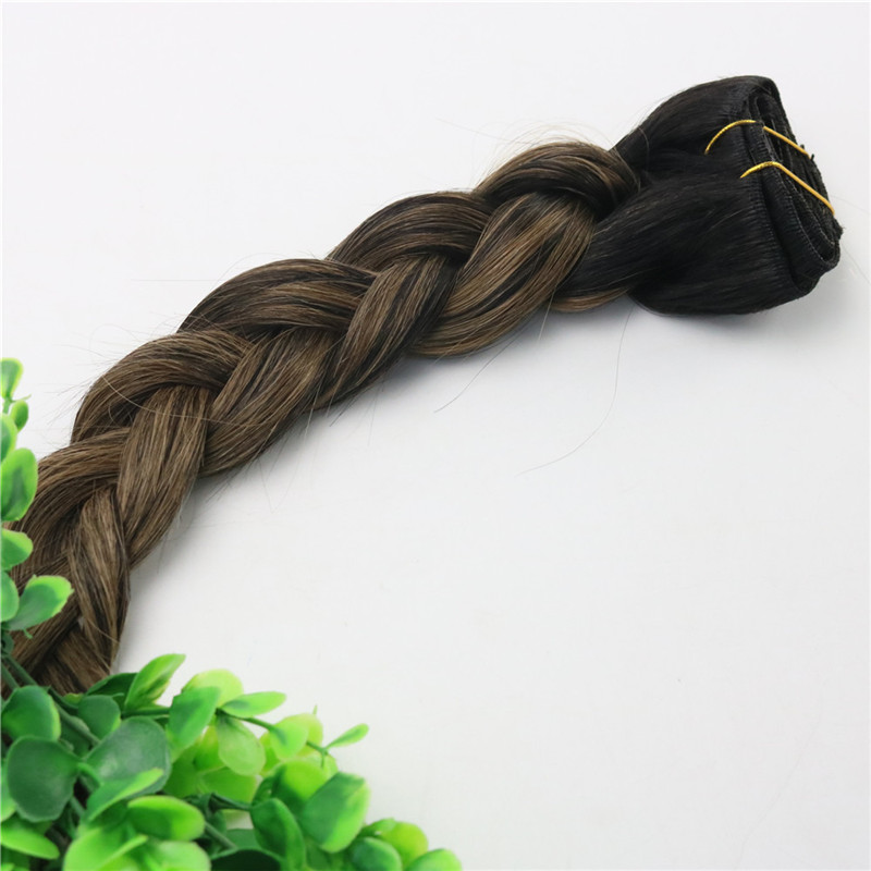 8A 7pieces 120gram Clip In Human Hair Extensions Balayage Ombre Dark Brown Highlights Brazilian Human Remy Hair Thick End