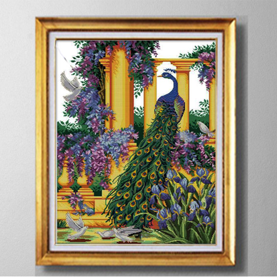 Purple flowers peacock ,Cross Stitch kits needlework Sets embroidering Pattern Printed on fabric DMC 11CT 14CT ,Flowers house Series Decor 
Purple flowers peacock ,Cross Stitch kits needlework Sets embroidering Pattern Printed on fabric DMC 11CT 14CT ,Flowers house Series Decor