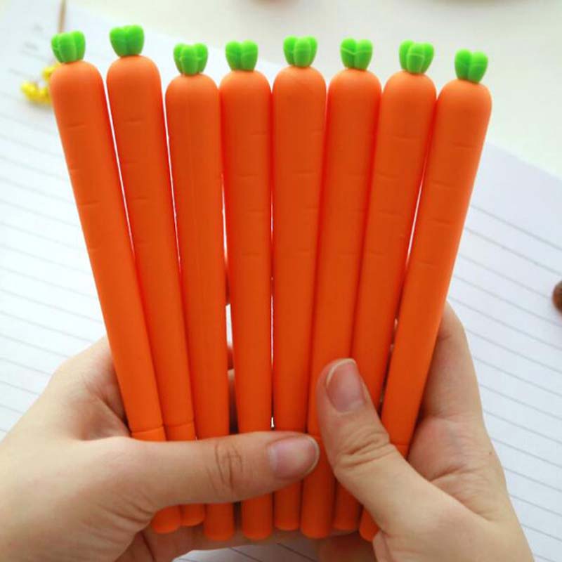 10pcs/lot Cute Fresh Carrot Shape Gel Ink Pen Promotional Gift Stationery School Office Supply Birthday Gift for Kid Children Papelaria