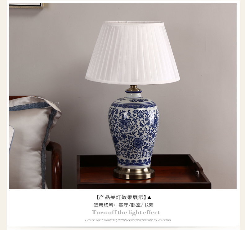 Chinese Blue and White Porcelain Desk Lamps Modern Dimmable China Flower Reading lamp Home Indoor Bedroom Living Room Bed Side Table Light