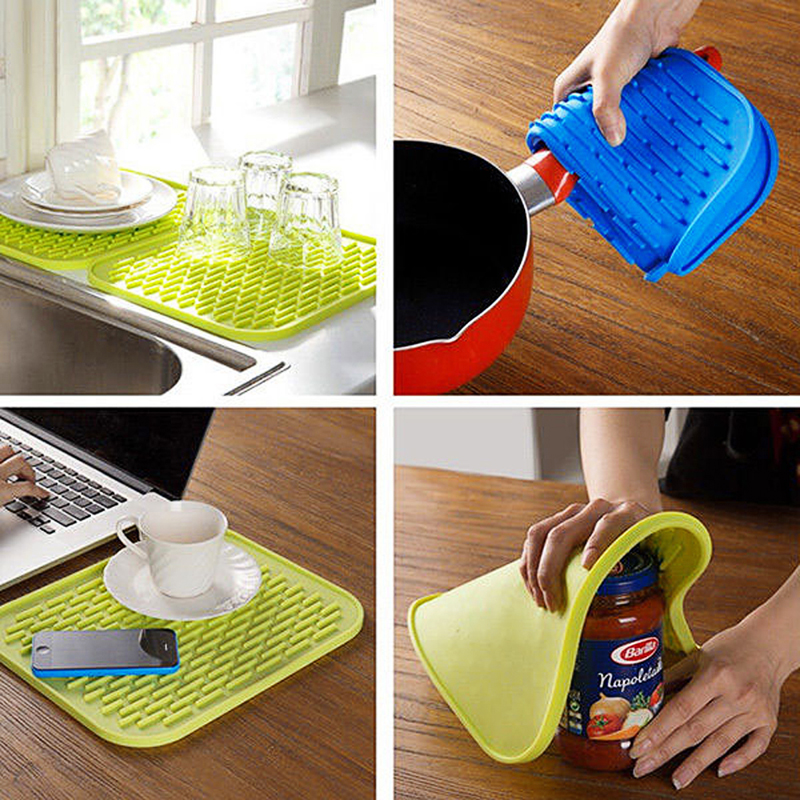 Wholesale- Silicone Holder Kitchen Mat Heat Non-slip Resistant Trivet Tray Pot Straightener Kitchen Tool Table Decoration Accessories Mats