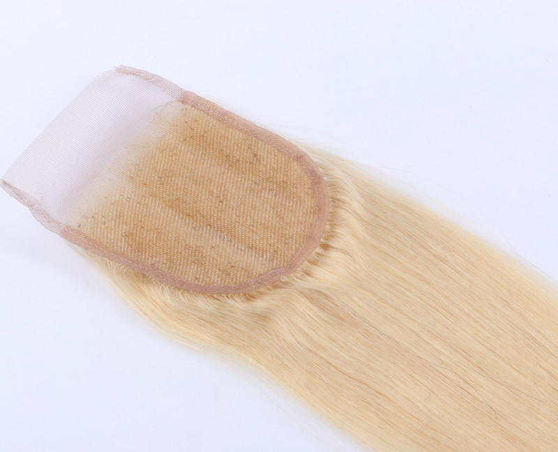 New Arrival Brazilian Human Hair Lace Closure Frontal 4x4 Hair Closure Straight Blonde 613 Color Blonde