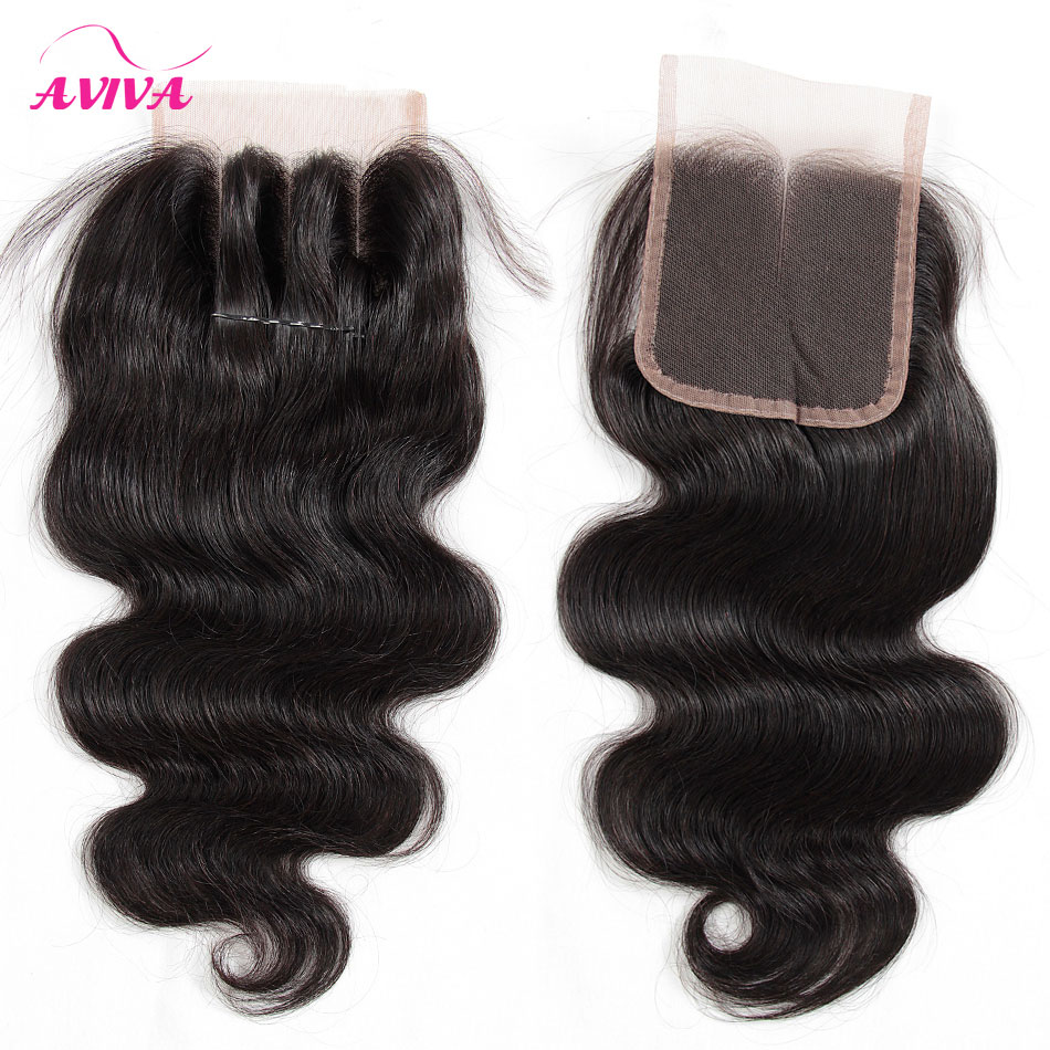 Cambodian Body Wave Virgin Hair Lace Closure Free/Middle/3 Part Cambodian Human Hair Closures Size 4x4 Inch Top Lace Closures Natural Black