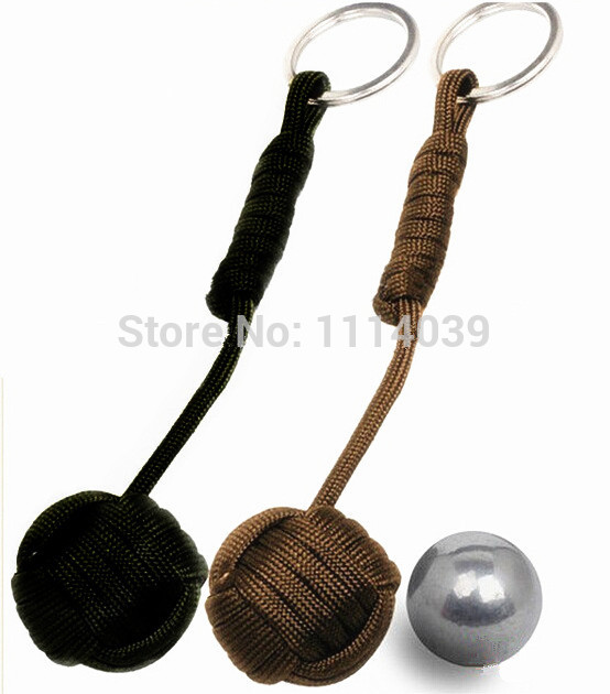 Free shipping 2 pcs/lot Paracord Monkey Fist Keychain 3/4