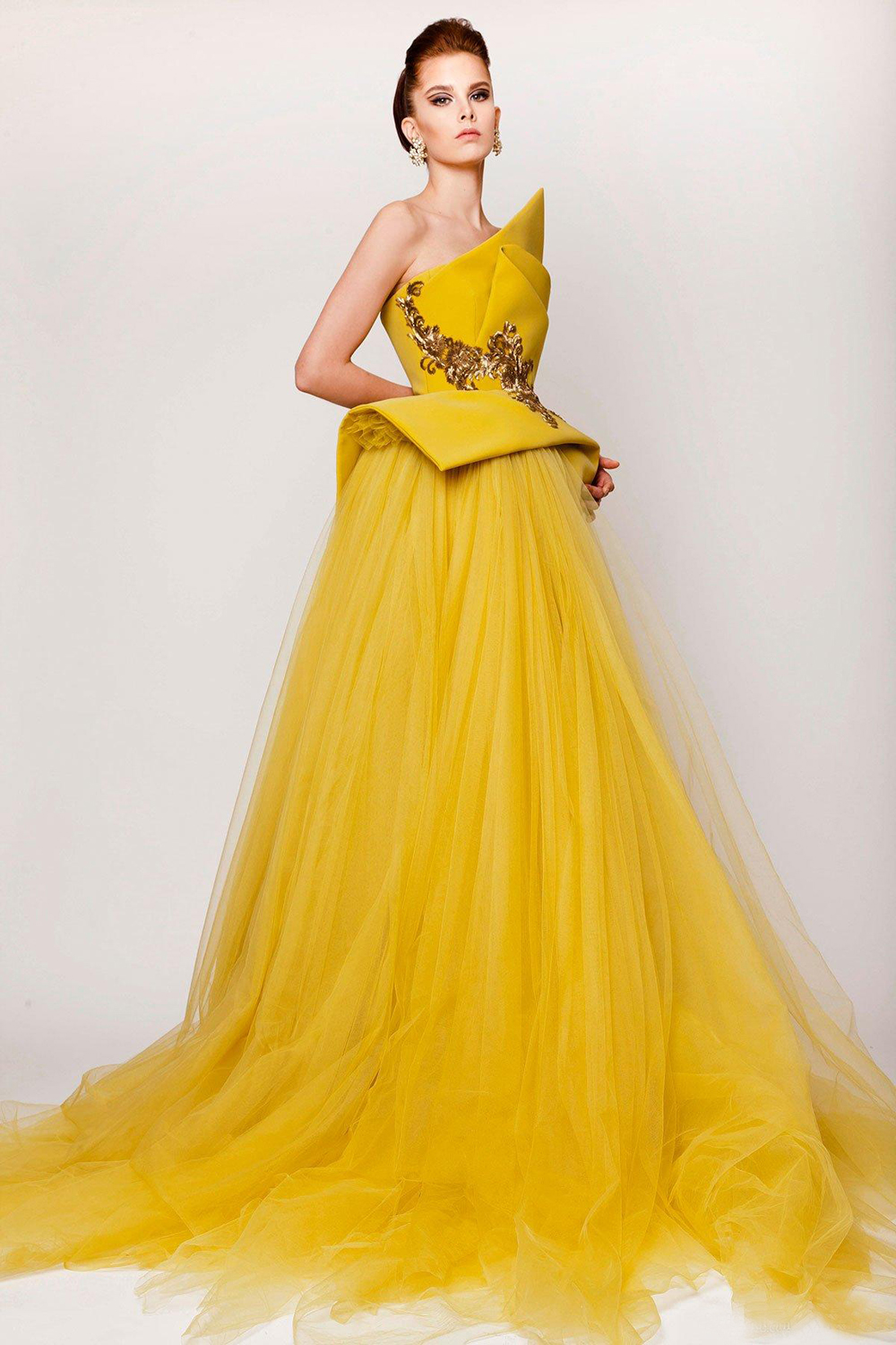 Modest 2016 Scalloped Satin And Tulle Dresses Evening Wear Cheap Embroidery Peplum Long Evening Gowns Custom Made China EN11161