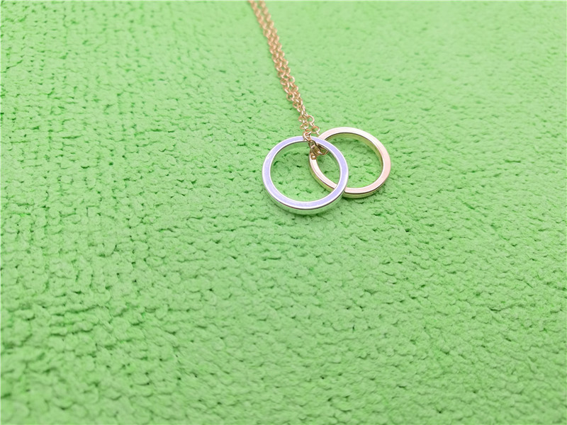 30PCS- N141 Hollow Outline Open Two Circles Necklace Simple Double Circle Necklace Geometric Circle Round Necklaces for Women
