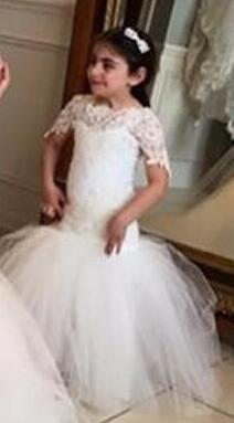 Hot Sale Vintage New Mermaid Flower Girl Dresses Cap Sleeves Party Pageant Communion Dress for Wedding Little Girls Kids/Children Dress