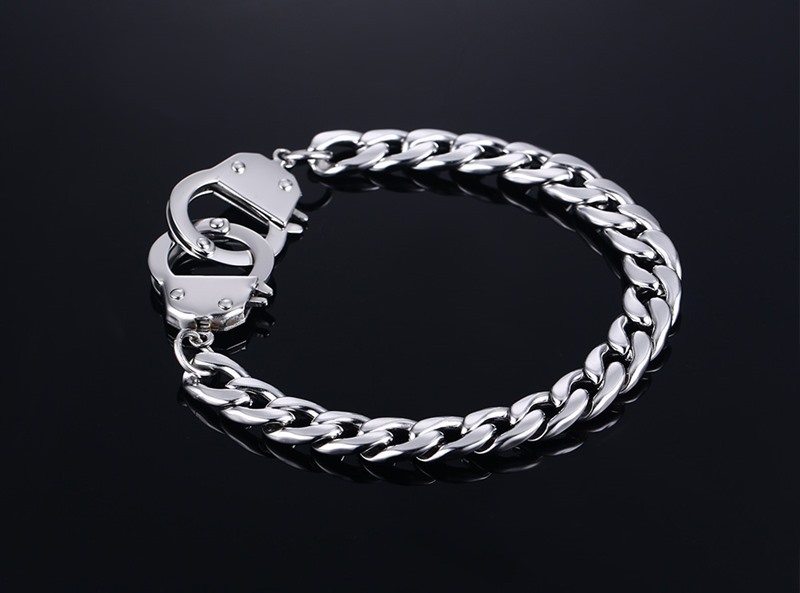 Men Handcuffs Bracelet Stainless Steel Link Chain Bracelets Men Jewelry Secret Shades Mens Handcuff Bracelet 20.5cm BR-277