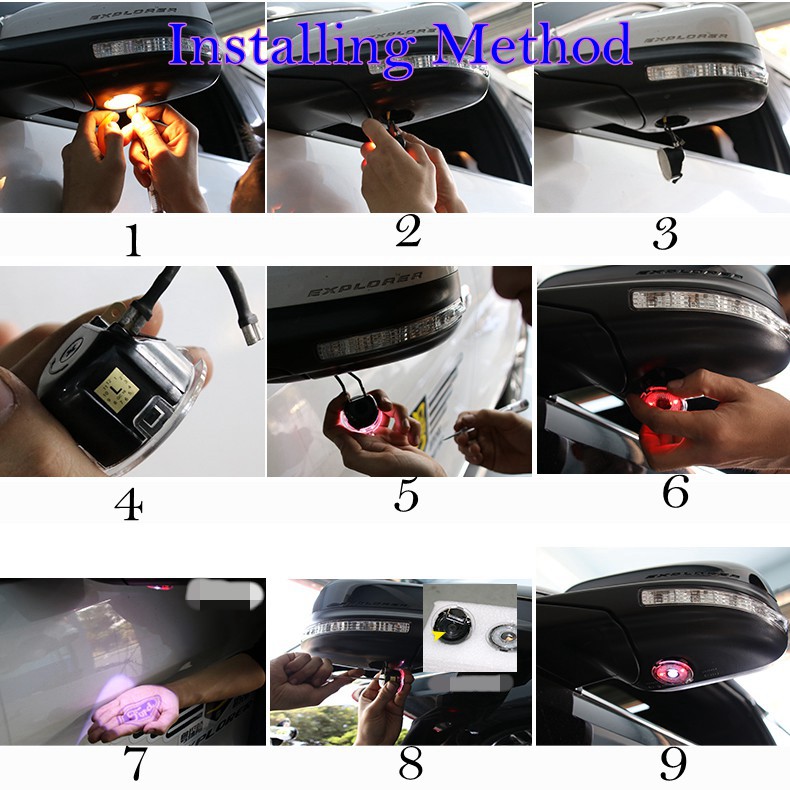 For Ford LED Side Mirror Puddle Light under mirror projector logo light For Edgy Explorer Mondeo Taurus Everest Auto led bulbs lamp 2pcs/lot