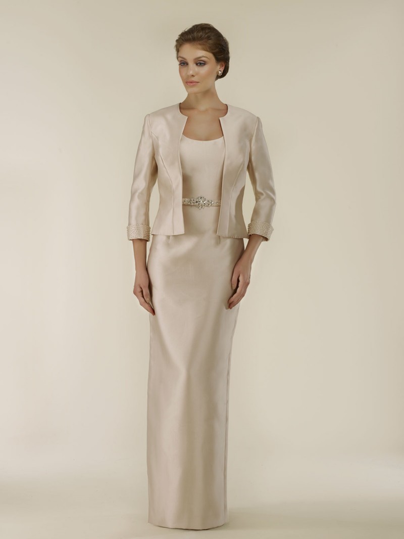 Mother Of Bride Dresses With Jacket Long Sleeves Delicate Sash Mother Of The Bride Floor Length Party Prom Dresses