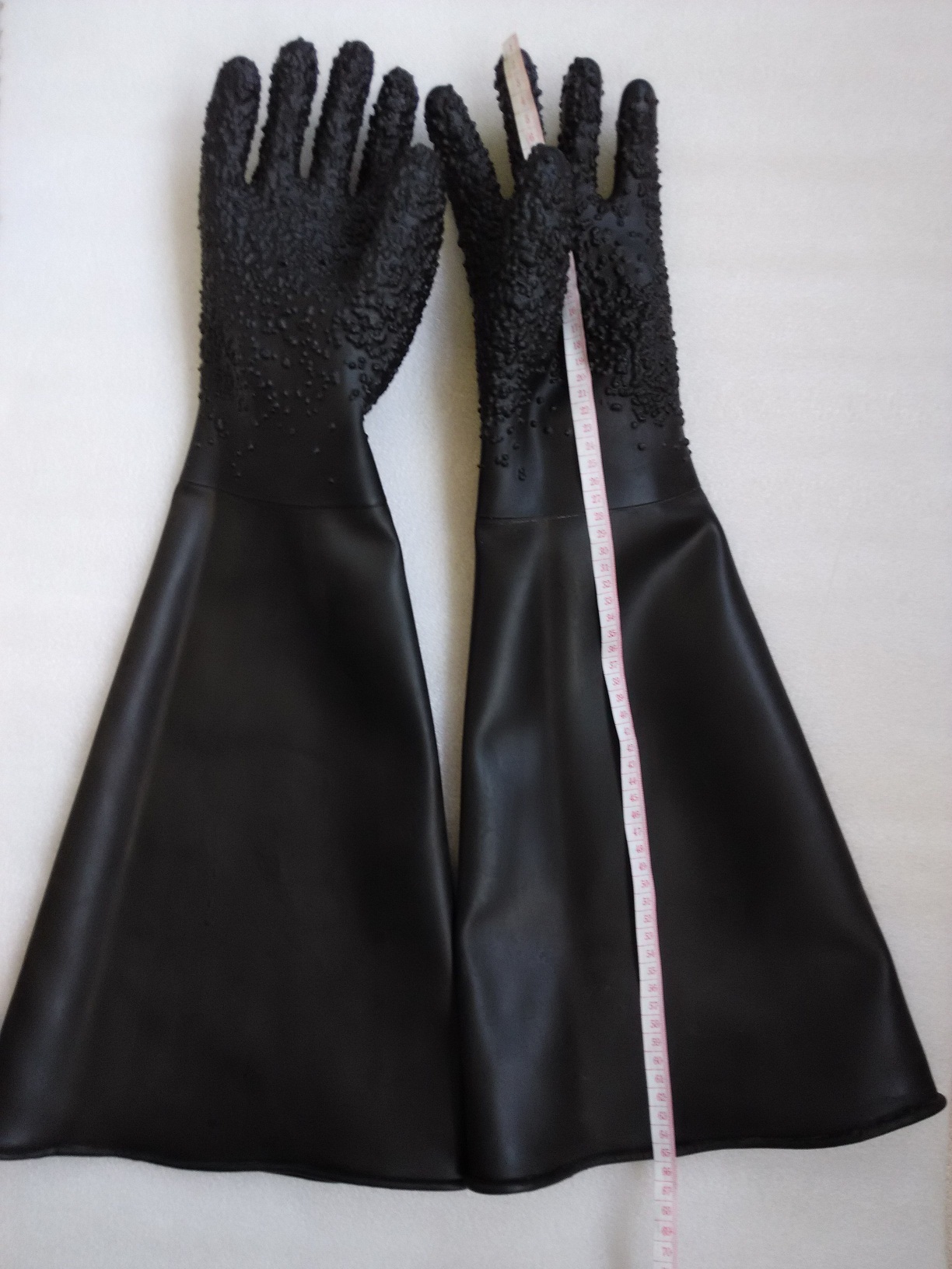 L650mm Rubber Long Gloves Sandblasting Protective for Sandblaster Cabinet