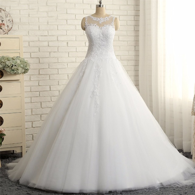Elegant New A-line Tulle Wedding Dresses High Neck Sheer Zipper Back Elegant Bridal Gowns vestido de casamento, White
Elegant New A-line Tulle Wedding Dresses High Neck Sheer Zipper Back Elegant Bridal Gowns vestido de casamento, White