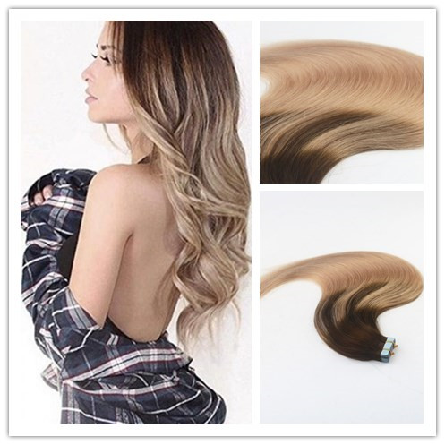 Balayage Color #4#18 Top Grade High Quality Hot Selling Virgin Remy Hair Straight Seamless Human Hair PU Tape Hair Extension 100G Per Bundle