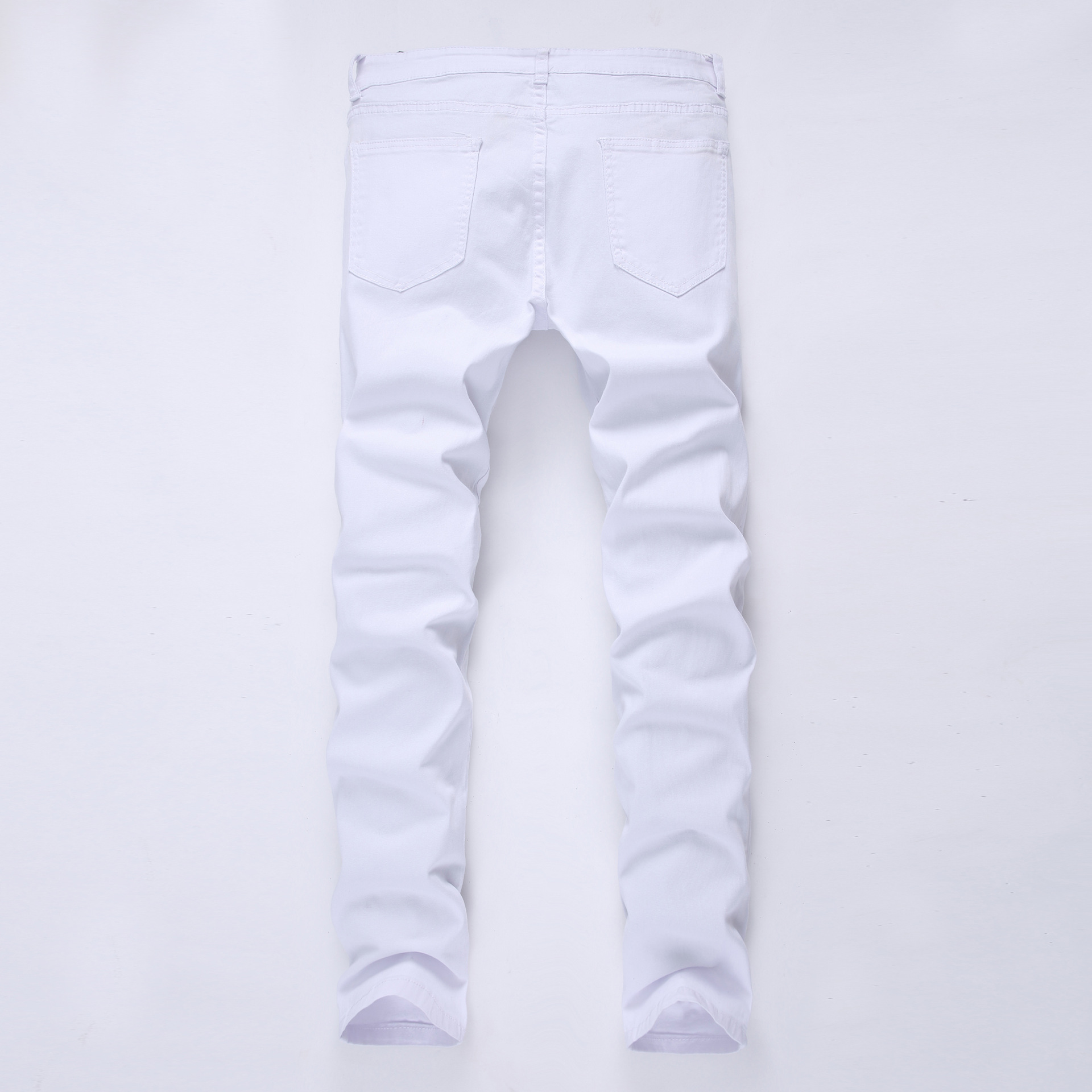 Men's Jeans Fashion Male Straight Slim Fit Biker Pants Distressed Skinny Ripped Destroyed Denim Washed Hip hop Trousers Black