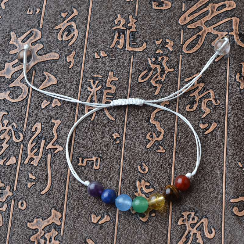 12pc/set 8mm 7Chakra Colorful Natural Stone Beads Crystal Bracelet For Women Braided Rope Bracelets Reiki Spiritual Yoga Jewelry