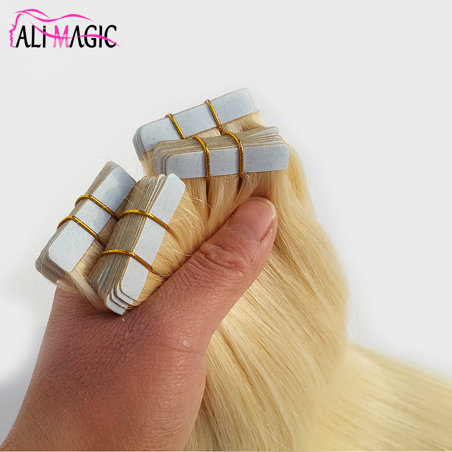 Skin Weft Tape In Human Hair Extensions 50 pieces 125g Russian hair 24" VIP customer customization 613 blonde color
