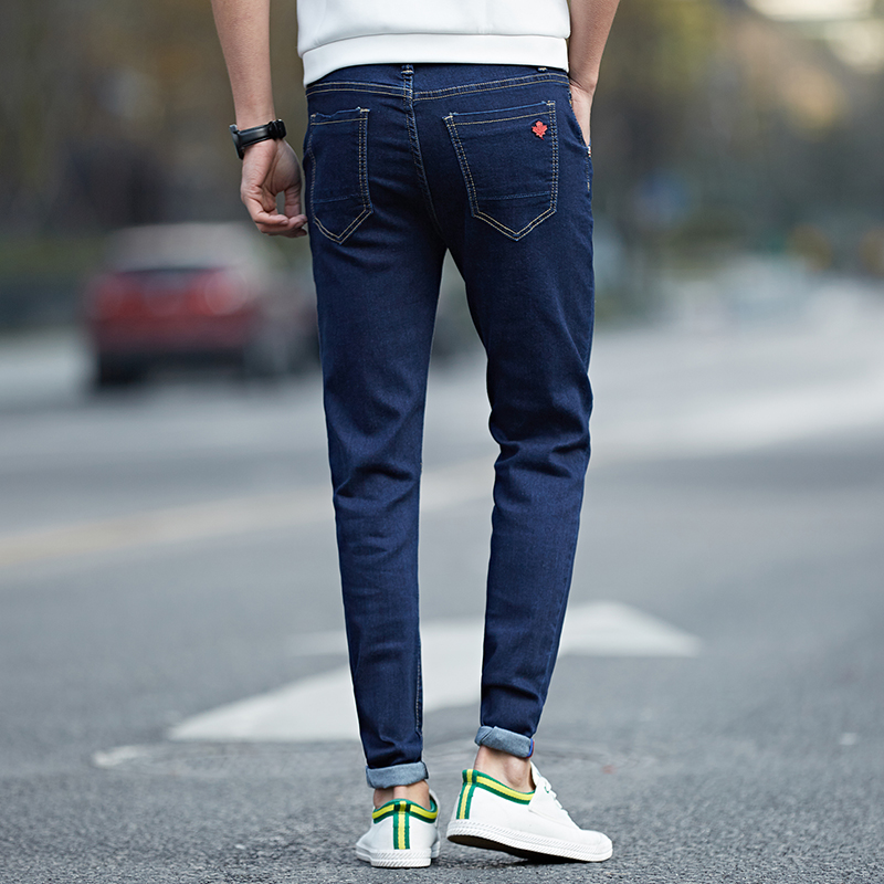 Wholesale- 2017 spring and summer new solid elastic pencil jeans casual skinny jeans men hip hop original denim pants 4 color size 27-36