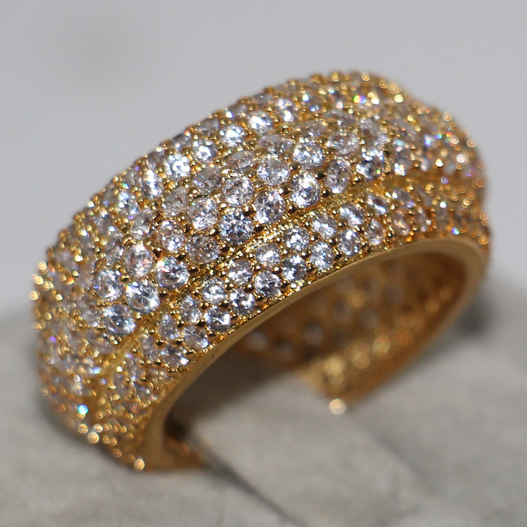 Victoria Wieck Handmade Luxury Jewelry 10KT Yellow Gold Filled Full White Sapphire CZ Zirconia Diamond Gemstones Women Wedding Band Ring